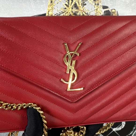 Yves Saint Laurent Cassandre Chain Crossbody Bag in Red - Picture 11 of 11